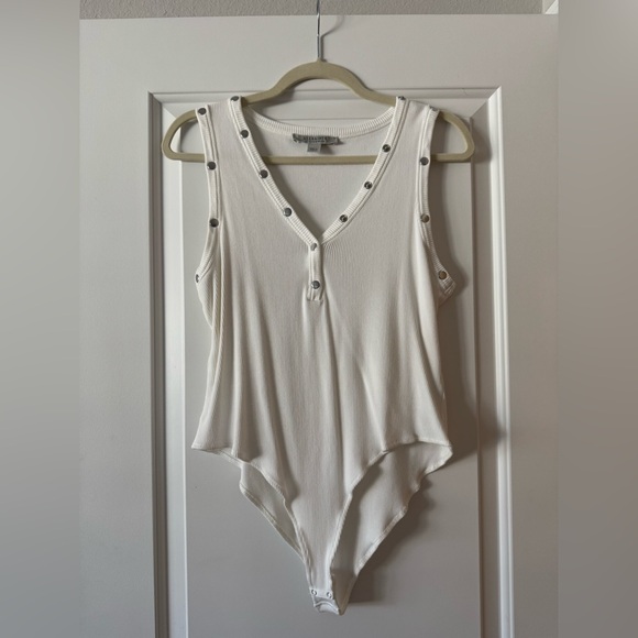 All Saints Tops - All saints white rivet bodysuit size 10